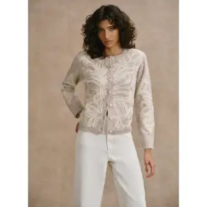 Mint Velvet Neutral Embroidered Knit Cardigan
